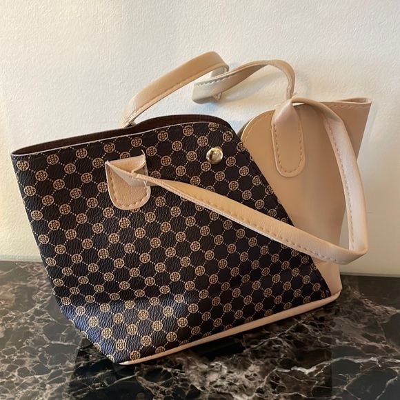 Brown Checkered Pattern Mini Tote Bag - Picture 8 of 13